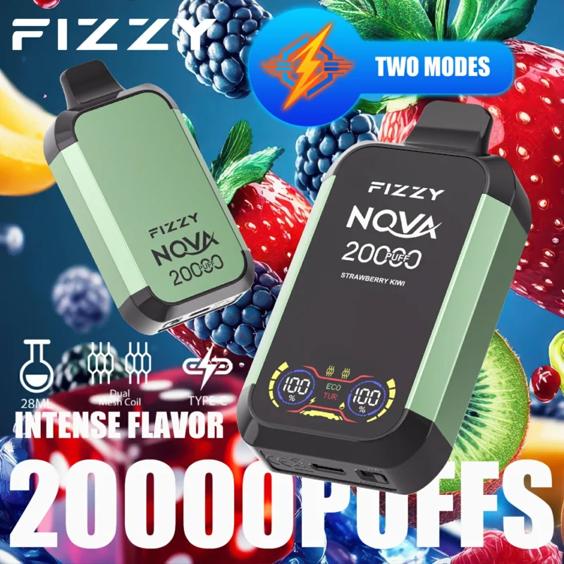 2024 Фабричний оригінальний оптовий продаж Fizzy Nova 20000 Puffs 20K 12 ароматів 28 мл Подвійна сітчаста спіраль Одноразовий вейп 2 5 Нікотин з РК-екраном 1