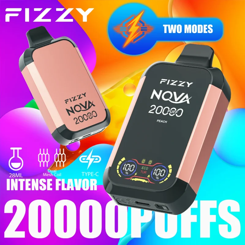 2024 Фабричний оригінальний оптовий продаж Fizzy Nova 20000 Puffs 20K 12 ароматів 28 мл Одноразовий вейп з подвійною сітчастою котушкою 2 5 Нікотин з РК-екраном 13