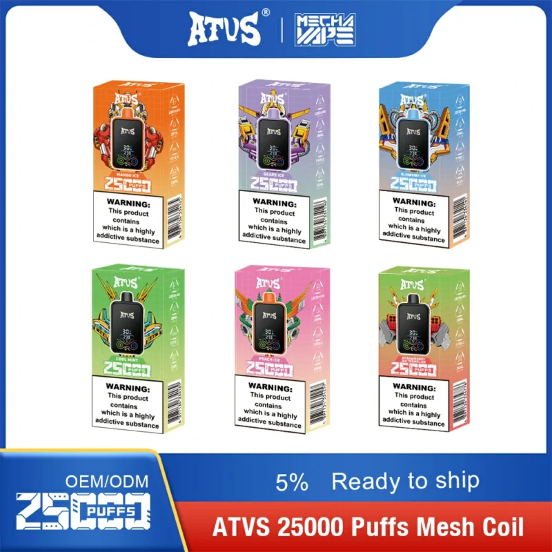 2024 Hot Selling Original Factory Product ATVS 25000 Puffs 28ml Dual Flavor Mesh Coil 2 5 Nicotine 1000mAh Wholesale Disposable Vape Pen Ready To Ship 3