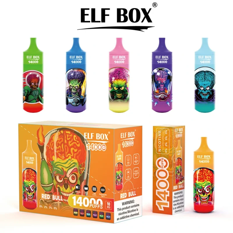 2024 Hot Selling Originální Velkoobchod ELF BOX RGB 14000 Síťovaná spirálka 25ml 0 2 3 5 Nikotinové jednorázové vape pero na skladě s RGB světlem 1