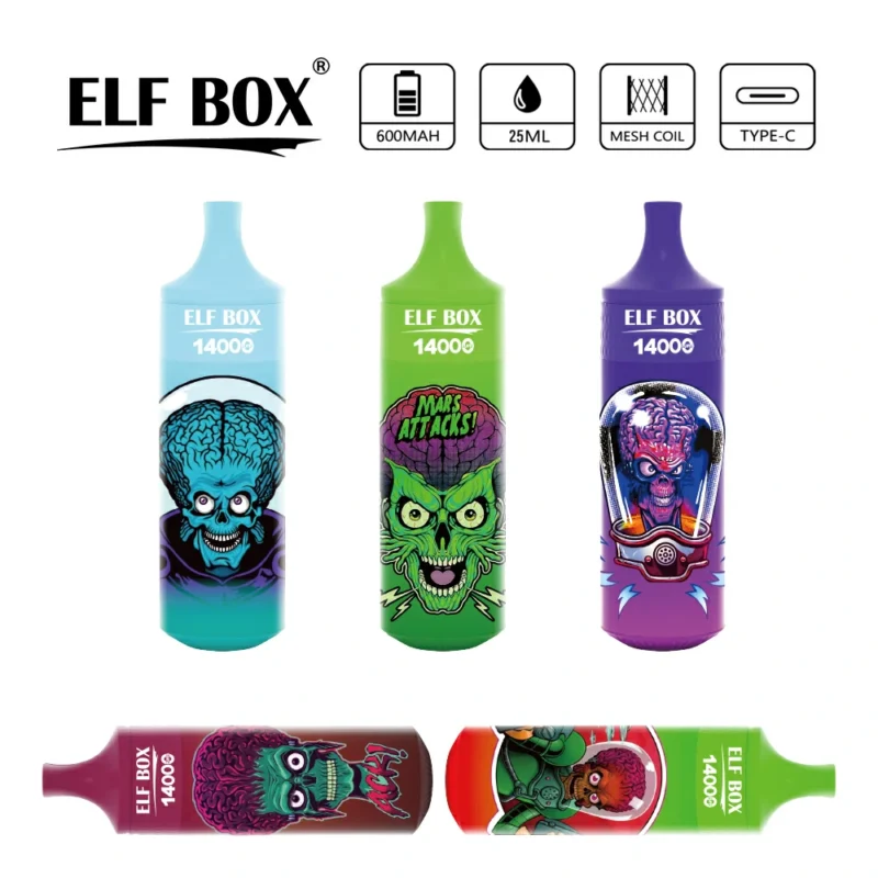 2024 Hot Selling Originální Velkoobchodní ELF BOX RGB 14000 Puffs Mesh Coil 25ml 0 2 3 5 Nikotinové jednorázové vape pero na skladě s RGB světlem 5