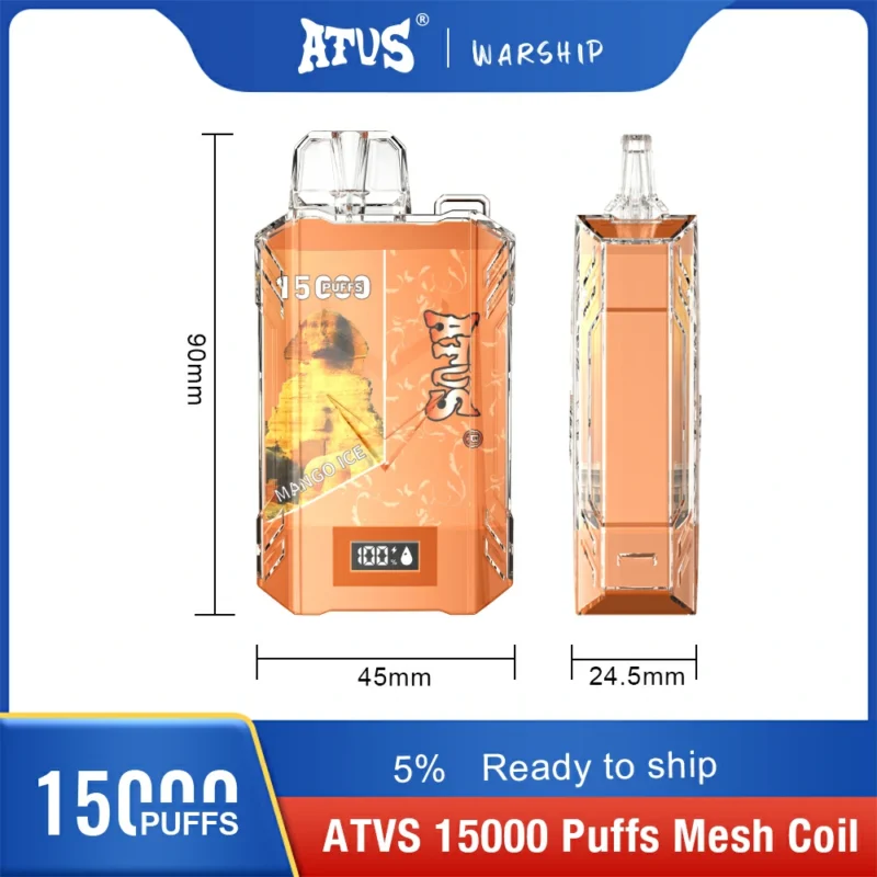 ATVS 15000 Puflar Örgü Bobin 20 ml 5 Nikotin Toptan Orijinal Fabrika Tek Kullanımlık Vape Kalem Stokta 7