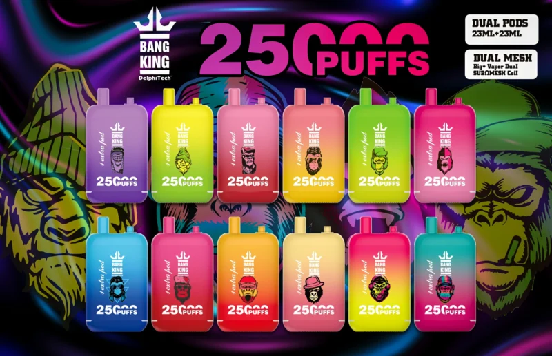 Vânzări cu ridicata Original Bang King 25000 Puffs Factory 0% 2% 3% 5% Vape de unică folosință cu nicotină