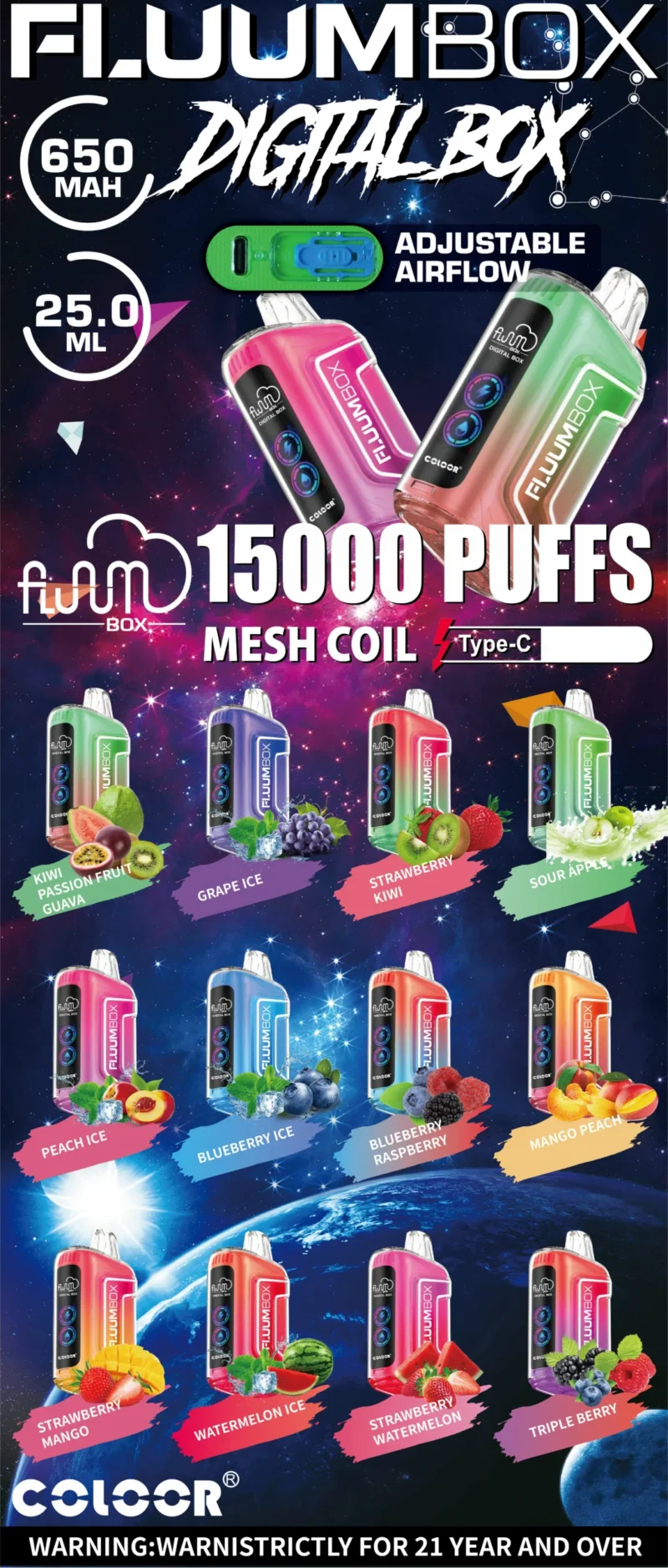 FLUUM BOX 15000 Puffs Jednorazowy Vape 7 w skali