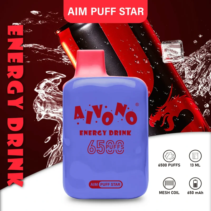 Vroče prodajan Aivono Aim Puffstar 6500 Puffs Mesh Coil 13 ml 400 mAh baterija za ponovno polnjenje tipa C, veleprodajna tovarniška pisala za enkratno uporabo Vape Pen 5