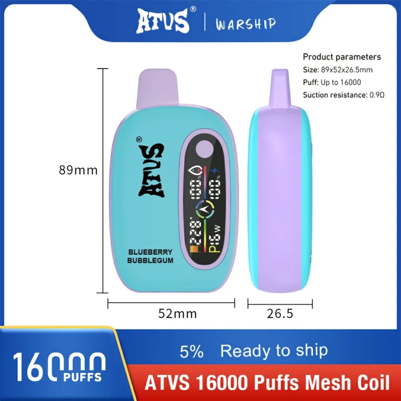 Hot Selling E Cig ATVS 16000 Puffs 16K 18ml Mesh Coil 2 5 Nicotine Wholesale Disposable Vape With Display Screen 2