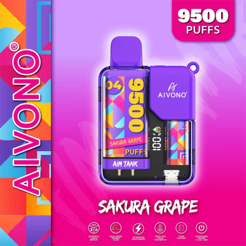 Original Aivono Aim Tank 9500 Puffs 18ml Wholesale Disposable Vape With Children Lock Display Screen 5