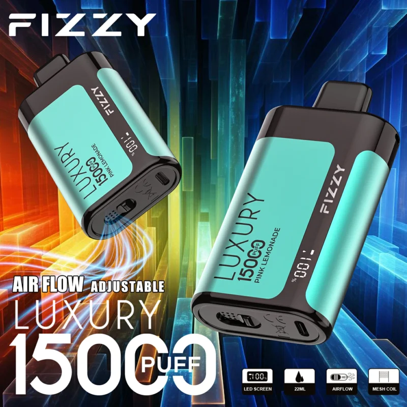 Magazzino originale UE Fizzy Luxury 15000 Soffi Mesh Coil 22ml 2 5 Nicotina 15 Sapori Vape monouso con schermo LCD 11