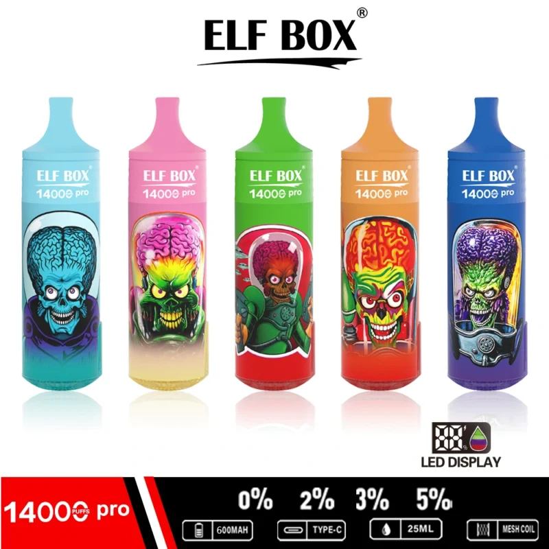 Оригинальная заводская оптовая продажа Elf Box Rgb 14000 Pro 25 мл 0% 2% 3% 5% Никотиновая одноразовая вейп со светодиодным экраном