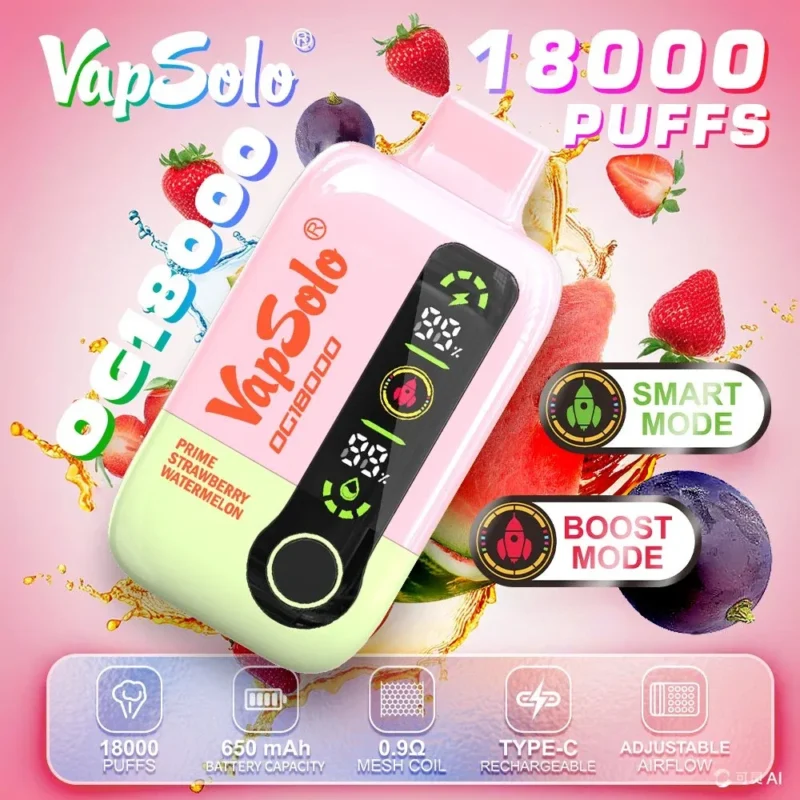 Eredeti nagykereskedelmi ár Vapsolo DG 18000 Puffs 28 ml-es eldobható vape Airflow Smart képernyővel