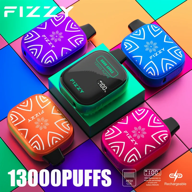 Уникальный дизайн Fizzy Boom 13000 затяжек 21 мл сетчатая катушка 2 5 никотиновая оптовая продажа одноразовая вейп с ЖК-экраном 6