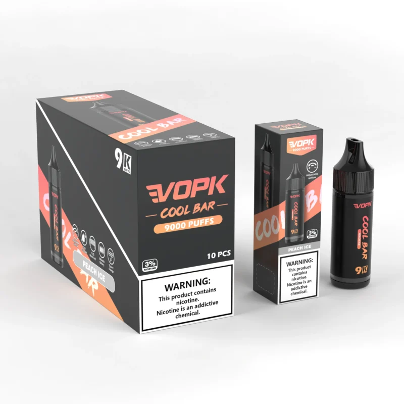 Vopk Cool Bar 9000 Puffs 15ml 600mAh 3 Bobina de Malha Original Descartável Vape Fluxo de Ar Ajustável 1 Escalado