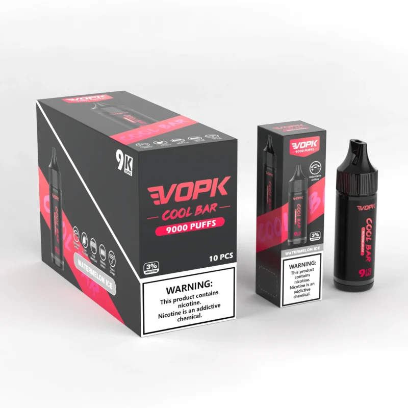 Vopk Cool Bar 9000 Puffs 15ml 600mAh 3 Bobina de Malha Original Descartável Vape Fluxo de Ar Ajustável 2 Escalado