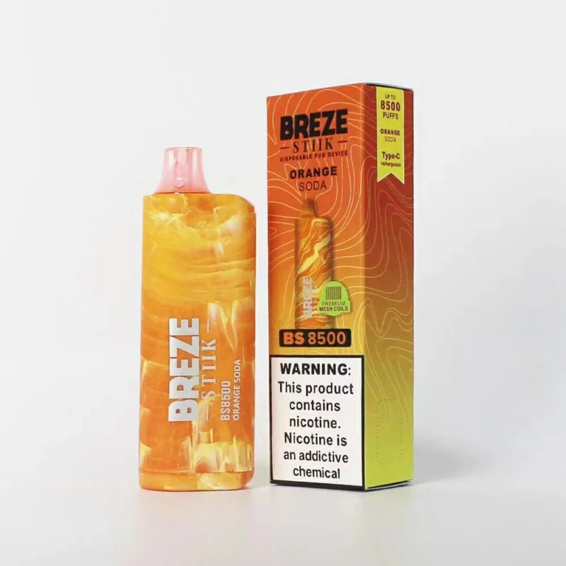 BREZE STIIK BS8500 8500 Puffs Mesh Coil Type C 600mAh ladattava akku 17ml 2 5 Nikotiini Alkuperäinen Tehtaan kertakäyttöinen Vape Pen 5