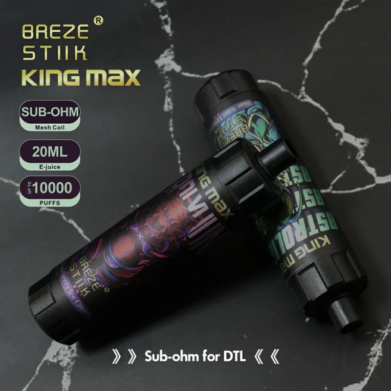 Breze Stiik King Max 10000 Puffs DTL Mesh Coil 20ml 0 1 Caneta Vape descartável original de nicotina com fluxo de ar ajustável 7