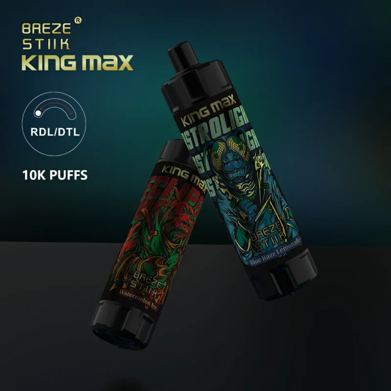 Breze Stiik King Max 10000 Puffs DTL Mesh Bobina 20ml 0% 1% Nicotina Original Caneta Vape Descartável Com Fluxo de Ar Ajustável