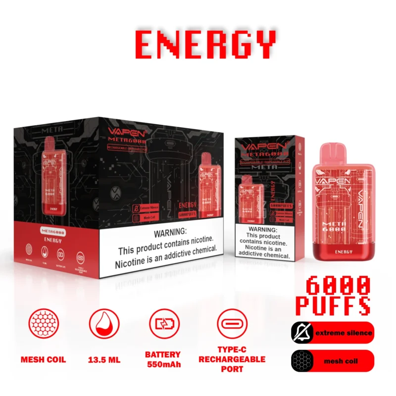 EU Warehouse VAPEN META6000 6K puff 2 5 nikotin 13,5 ml 550 mAh újratölthető akkumulátor nagykereskedelmi eredeti eldobható vape toll 7