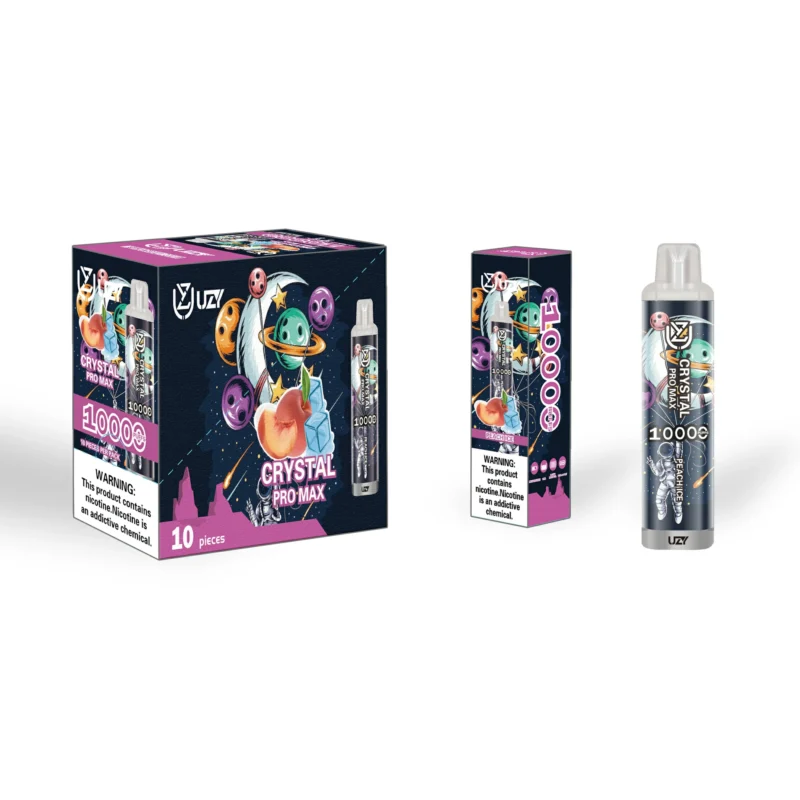 UZY Crystal Pro Max 10000 Puffar 10K 650mAh Typ C Uppladdningsbar 0 2 3 5 Nikotin Original Fabriksgrossist Vape-penna för engångsbruk med RBG-design 7