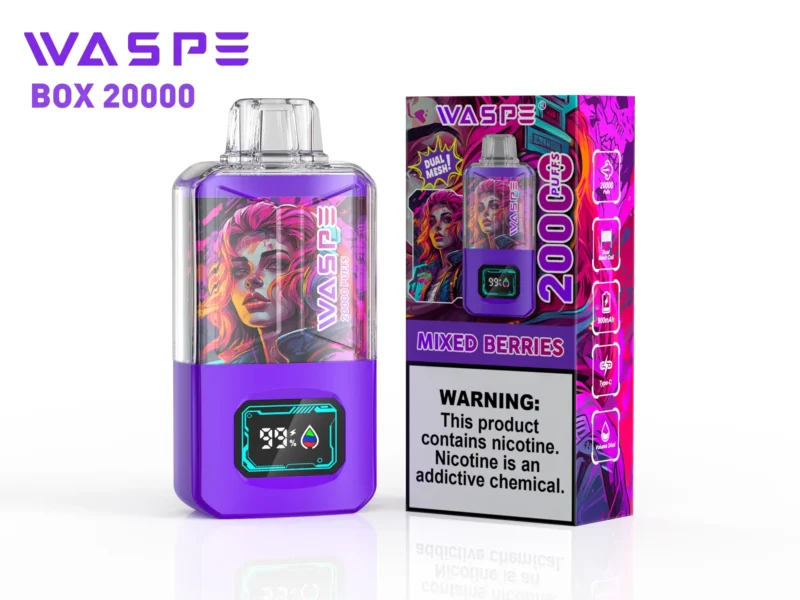 WASPE 20000 PUFFS Dual Mesh Box 0% 2% 3% 5% Nicotine 24ml Dual Mesh Factory Original χονδρικής χονδρικής μαρκαδόρου ατμίσματος με οθόνη LCD