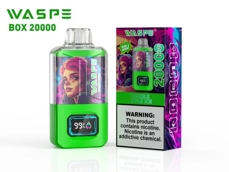 WASPE 20000 PUFFS Dual Mesh Box 0 2 3 5 Nicotine 24ml Dual Mesh Factory Original χονδρικής χονδρικής μαρκαδόρου ατμού με οθόνη LCD 7