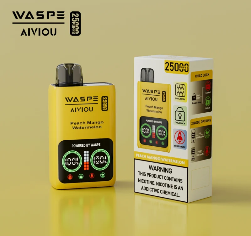 WASPE 25000 PUFFS Dual Mesh Box 25ml Dual Mesh 0% 2% 5% Stilo Vape original de unică folosință cu nicotină cu afișaj LCD