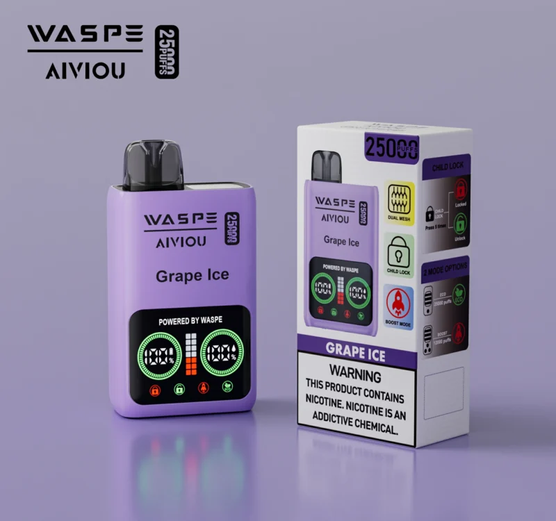 WASPE 25000 PUFFS Dual Mesh Box 25ml Dual Mesh 0 2 5 Stilo Vape original de unică folosință cu nicotină cu afișaj LCD 26